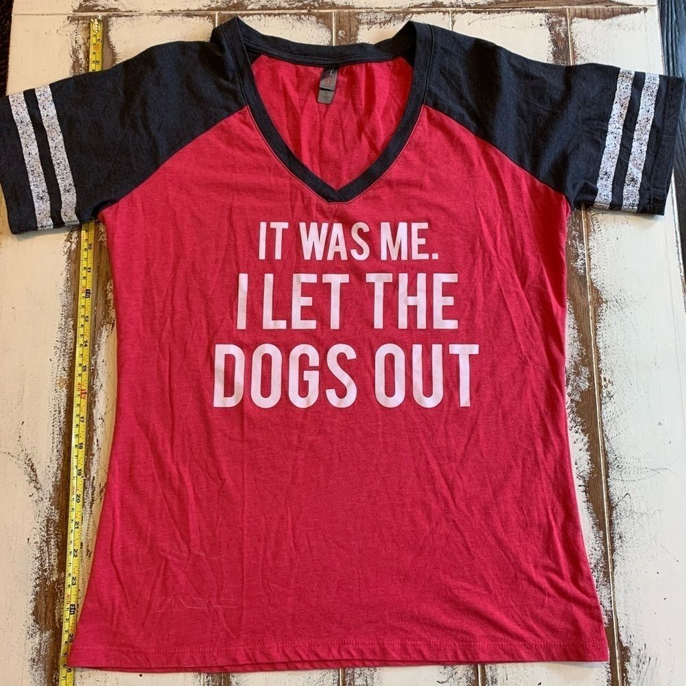 Women’s Red and Black Short Sleeve Graphic V-Neck Tee - 'It Was Me'